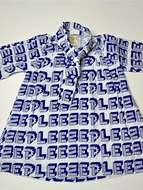 Hugo Loves Tiki Girls Blue White Graphic Print Shirt Dress Size 6T